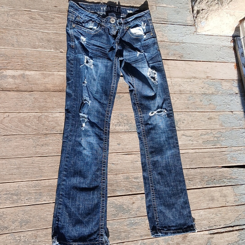 GUC Hydraulic Bailey Slim Fare Distressed Jeans Size 11/12 Slit Hem Ankles